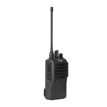 Radio portátil ICOM IC-F4003/18, UHF 400-470 MHz, analógico, 4 W de potencia de RF, 16 canales. Incluye batería, cargador, antena, tapa de accesorios y clip.