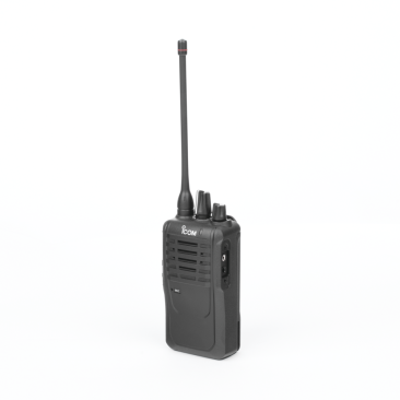 Radio portátil Icom IC-F4003/74 analógico UHF en rango de frecuencia de 400-470 MHz, 5 W de potencia de RF, 16 canales. Incluye: batería, cargador, antena, tapa de accesorios y clip, ICF4003/74