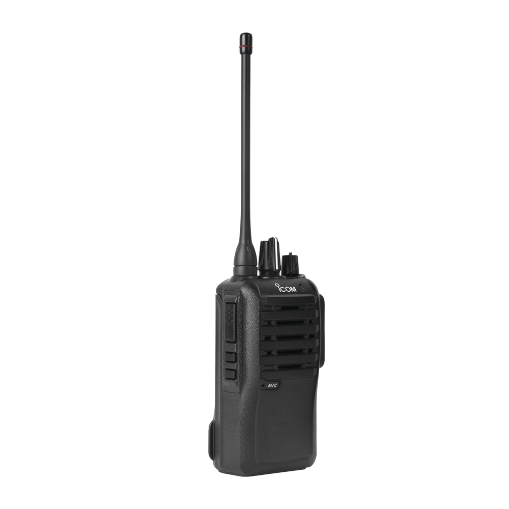 Radiored > Radios Portatiles > Radio portátil ICOM IC-F4003/18, UHF 400-470  MHz, analógico, 4 W de potencia de RF, 16 canales. Incluye batería,  cargador, antena, tapa de accesorios y clip.